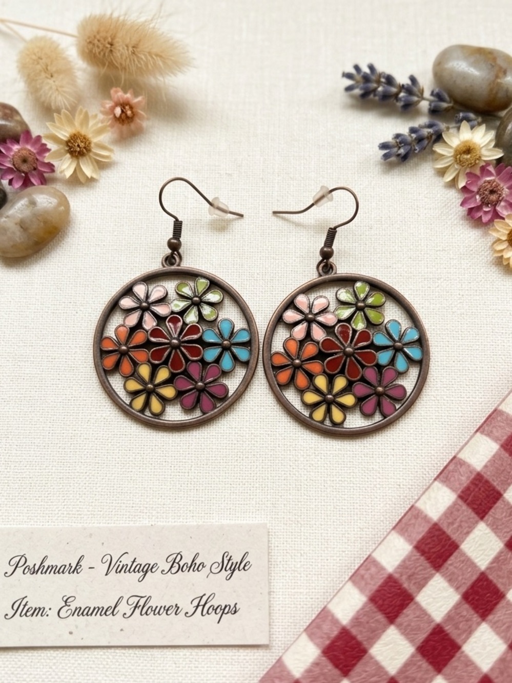 Vintage Flower Hoops